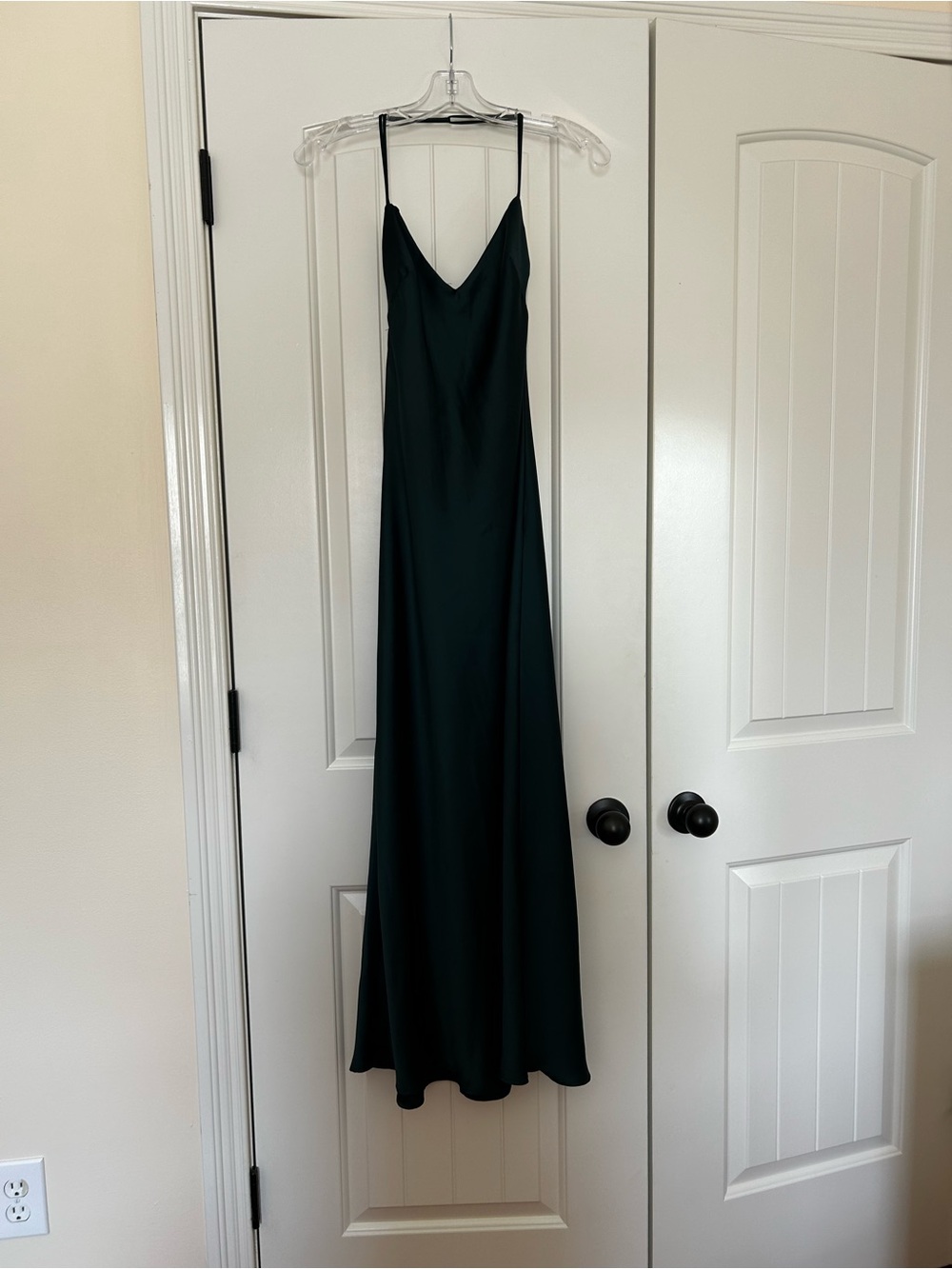 Zara Forest Green Satin Slip Maxi Dress